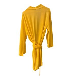 Sherry Terrycloth Vintage 70s Robe Kimono Wrap Bathrobe Yellow Large